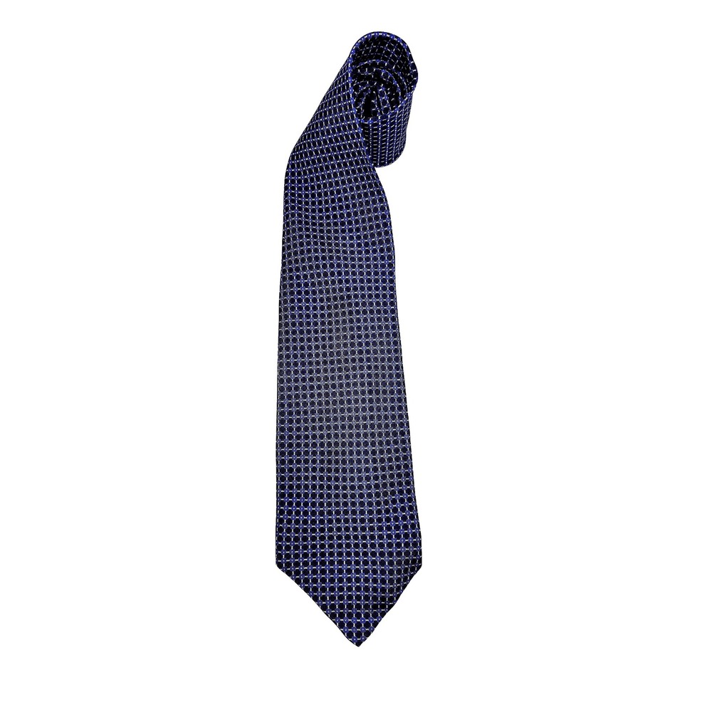 Lauren Ralph Lauren Mens Silk Geometric Pattern Tie Blue White